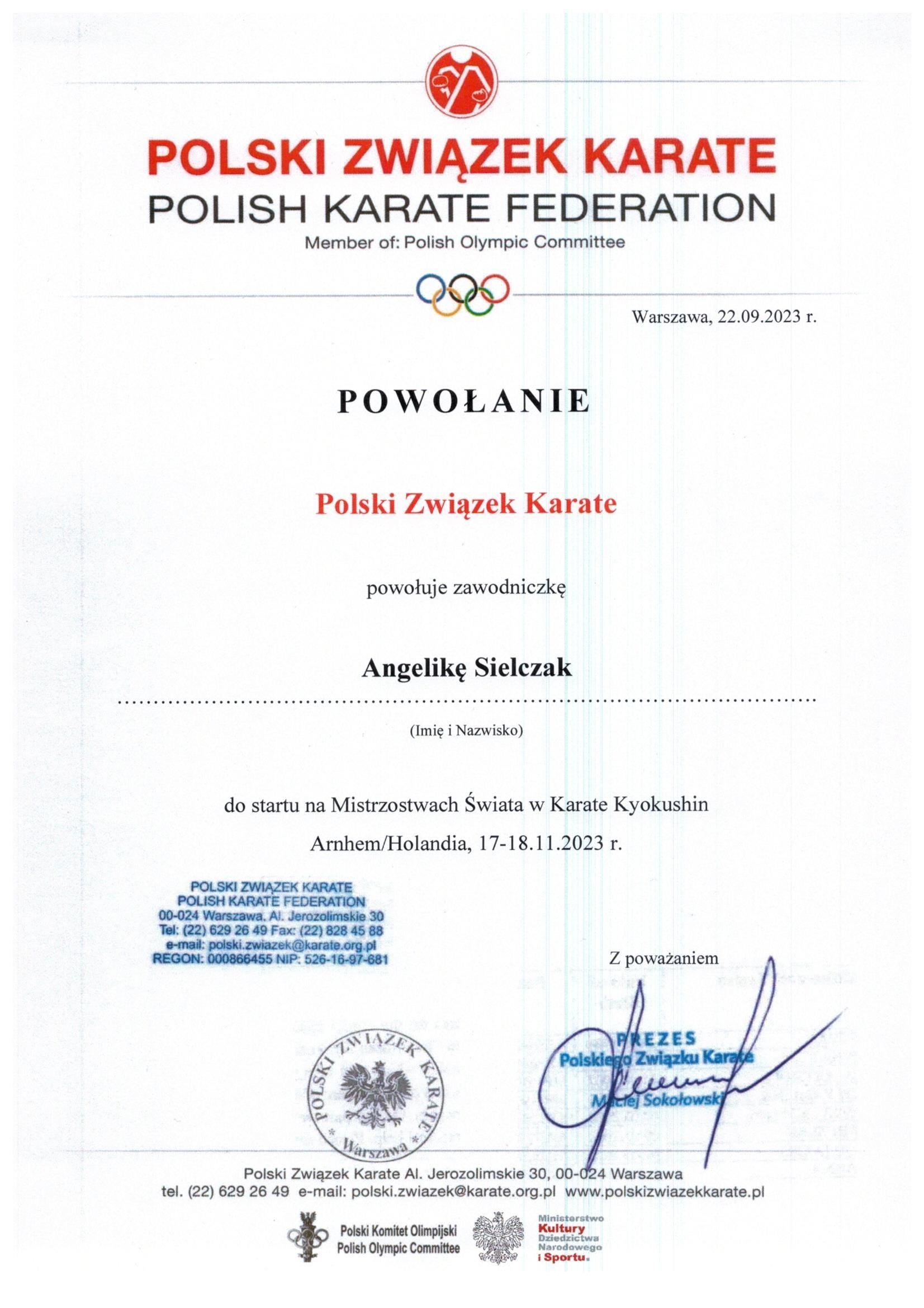 Zdj. nr. 5. Reprezentantki Polski na Mistrzostwach Świata w Karate Kyokushin 