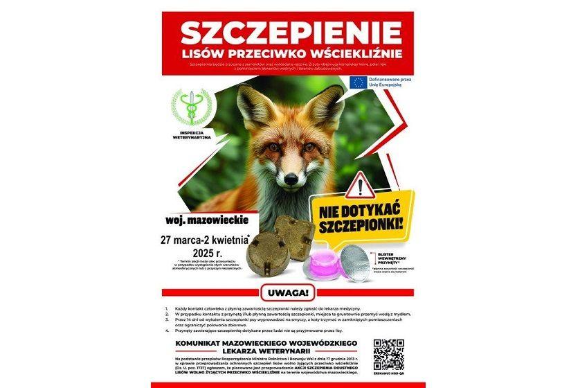 Informacja Kujawsko-Pomorskiego Wojewódzkiego Lekarza Weterynarii ws. wiosennej akcji szczepienia lisów na terenie woj. mazowieckiego