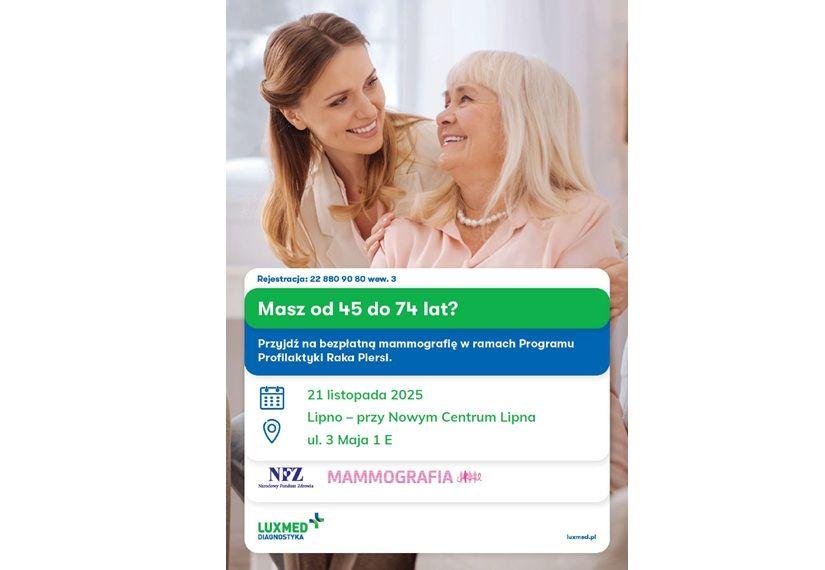 Bezpłatne badania mammograficzne w mobilnej pracowni mammograficznej LUX MED